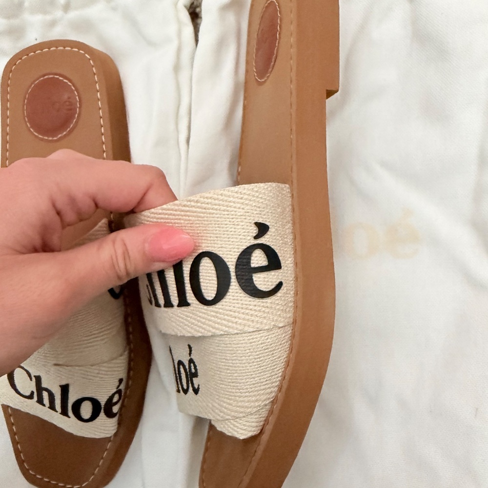 Chloé Woody Logo Slide Sandals Size 38 - Picture 4 of 8
